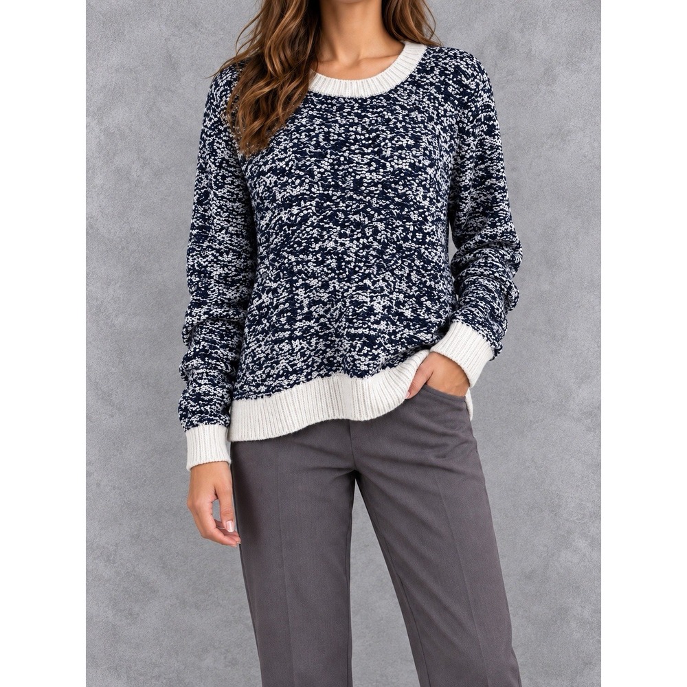 Rag & Bone Fisherman Sweater Womens Small Navy White Marled Crewneck Nautical